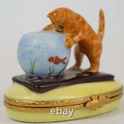 1 Or 2 Limoges France Porcelain Cat Trinket Boxes! Hand Painted/signed Choice