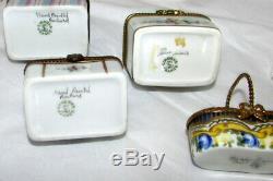 11 Pc Estate Lot Limoges Boxes Signed Hand Painted France Perfumes Inkwell Chest