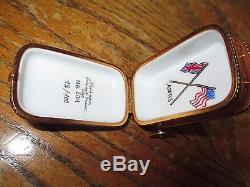 13/100 Limoges France Peint Main UK USA Suitcase Trinket Box