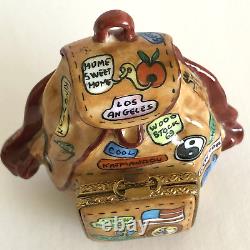 1960'S HIPPIE BACKPACK? LIMOGES, FRANCE? Peint Main, hand painted trinket box