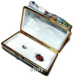 1970s Limoges Hand Painted Hinged Porcelain Large Trinket Box Couple in Bed