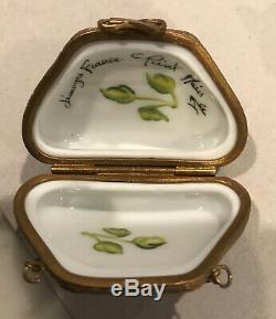 3 Limoges France trinket boxes, purse, grand piano, garden book