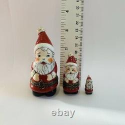3 Nesting Santa Claus Dolls Limoges Trinket Box Peint Main France