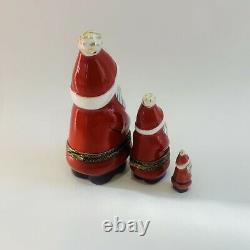 3 Nesting Santa Claus Dolls Limoges Trinket Box Peint Main France