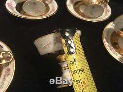 6x LIMOGES FRANCE REHAUSSE CHOCOLATE CUPS AND SAUCERS
