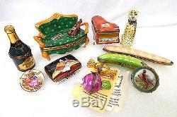 9pc Lot Vintage Limoges France Trinket Box Lot Figurals Piano Sofa Pea Pod