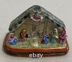 A. L. Limoges Trinket Box Nativity Scene Baby Jesus Joseph Mary Wisemen Manger