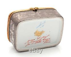 A Limoges Le Tallec Paris Porcelain Jewellery Box and Stand Niello Pattern