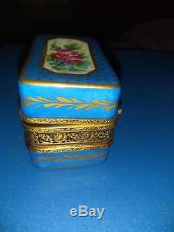 ANTIQUE 1890-1920 LIMOGES PERFUME BOX with6 BOTTLES
