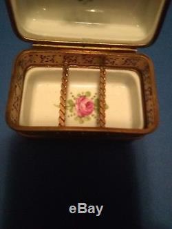 ANTIQUE 1890-1920 LIMOGES PERFUME BOX with6 BOTTLES