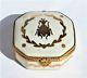 Antique French Limoges Napoleon Gold Bee White Porcelain Trinket Box Signed
