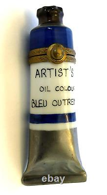 ARTISTS BLUE OIL COLOR? LIMOGES, FRANCE? Peint Main, trinket box