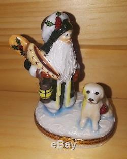 ARTORIA LIMOGES Lynn Haney Collection 362/1000 Father Christmas Dog Trinket Box