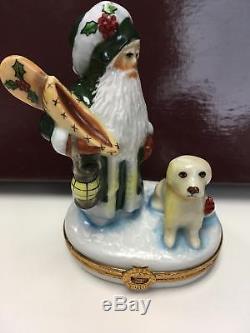 ARTORIA LIMOGES Lynn Haney Collection 389 /1000 Father Christmas Dog Trinket Box