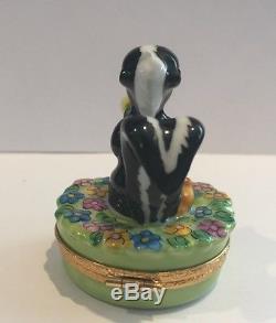 Artoria Limoges Peint Main Flower Skunk Bambi Trinket Box