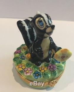 Artoria Limoges Peint Main Flower Skunk Bambi Trinket Box