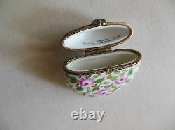 AUTHENTIC LIMOGES circle shaped flower clasp france TRINKET BOX