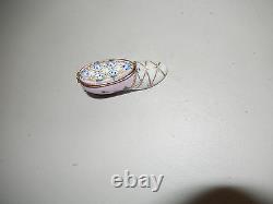AUTHENTIC LIMOGES pink white gold strips heel shoe nh n3 france TRINKET BOX