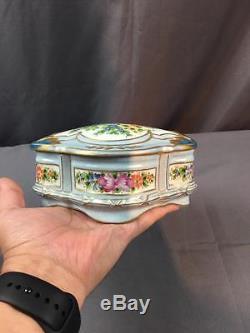 AntQ Made In France Limoges Hand Painted Ladies Trinket Porcelain Box Precious