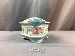 AntQ Made In France Limoges Hand Painted Ladies Trinket Porcelain Box Precious