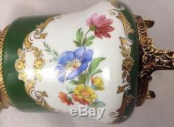 Antique ACF Decor A La Main Style De Limoges Porcelain Brass Trinket Box 6 H