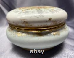 Antique Elite Limoges France Watteau Courting Lute Covered Trinket Powder Box