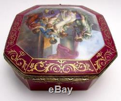 Antique French Limoges Hand Painted Porcelain Trinket/Jewelry Box/Dresser Signed