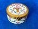 Antique French Limoges Peint Main Hand Painted Flower Basket Trinket Pill Box