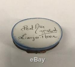 Antique French Limoges Peint Main Hand Painted Happy Birthday Trinket Pill Box