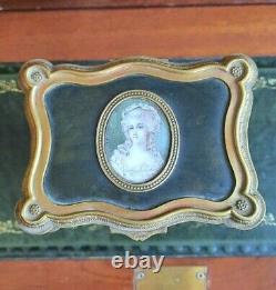 Antique French Portrait Jewelry Box Casket Trinket Ormolu Gilt Rare Victorian