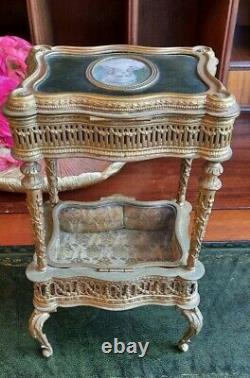 Antique French Portrait Jewelry Box Casket Trinket Ormolu Gilt Rare Victorian