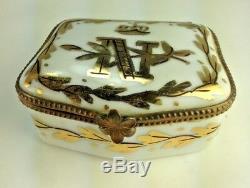 Antique French Sevres Napoleonic Porcelain Bronze Gold Hand Painted Trinket Box