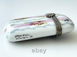 Antique Hand Painted Limoges France Decor Main Hinged Trinket Box 3 Inch