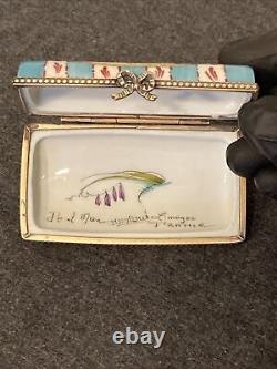 Antique Hand Painted Porcelain Keepsake Box Limoges France 24kt Gold Inlay Rare