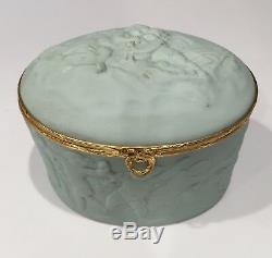 Antique Large Chamart Limoges France Aqua Trinket Jewelry Box