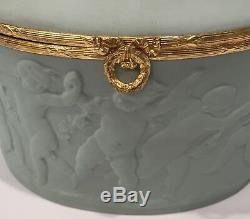 Antique Large Chamart Limoges France Aqua Trinket Jewelry Box