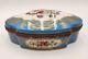 Antique Large Limoges Domed Casket Jewelry Box Blue, White & Floral Withgold Gild