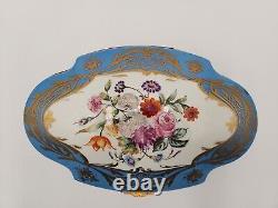 Antique Large Limoges Domed Casket Jewelry Box Blue, White & Floral withGold Gild