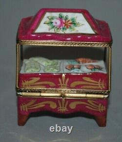 Antique Limoges France Peint Main Market Stand Porcelain Trinket Box