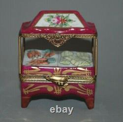 Antique Limoges France Peint Main Market Stand Porcelain Trinket Box