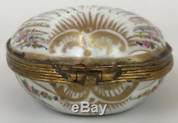 Antique Limoges France Porcelain HandPainted Ormolu Coquillage Shell Trinket Box