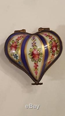Antique Limoges Hand Painted Heart Shaped Box