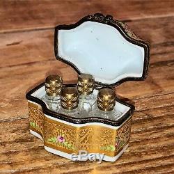 Antique Limoges Hand Painted Porcelain Perfume Scent Trinket Box