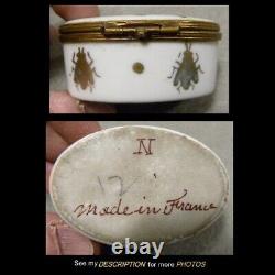 Antique Limoges Porcelain Patch Trinket Snuff Box napoleonic bee