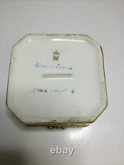 Antique Limoges Porcelain Patch Trinket Snuff Box napoleonic bee 3 3/8 X 2