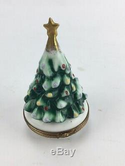 Antique Limoges Porcelain Trinket Box Christmas Tree