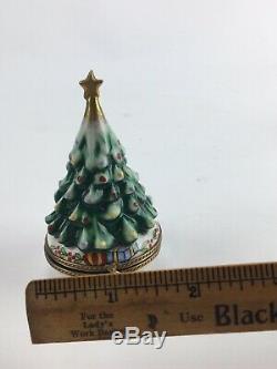 Antique Limoges Porcelain Trinket Box Christmas Tree