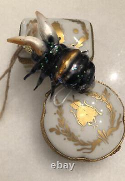 Antique Napoleonic Bee Gilt Limoges Porcelain Collectible Boxes X2 Bonus Bee