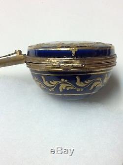 Antique Porcelain Box. Figural Mandolin Musical Instrument. Hand-painted France