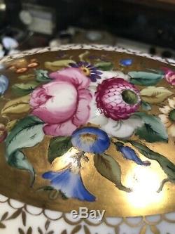Antique Porcelain Hand Painted Gilt Limoges Dresser Trinket Box